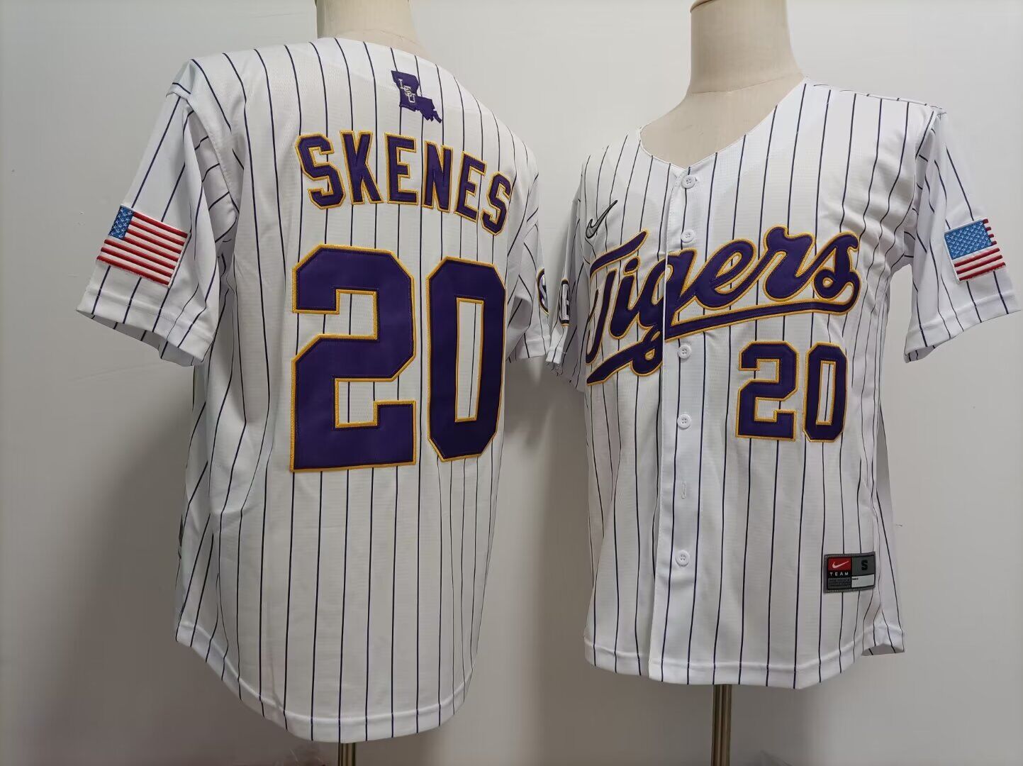 2024 NCAA Men LSU Tigers 20 Paul Skenes white Nike jersey